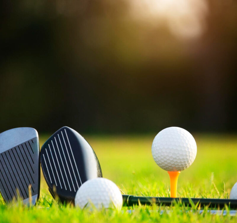 Golf Balls Golf Clubs As Well As Equipment Used Play Golf Green Grass